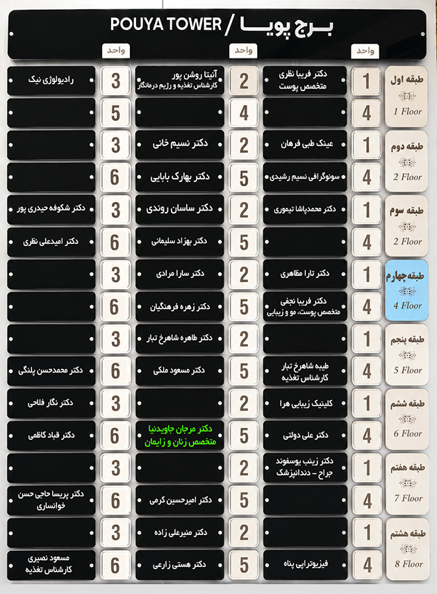 لیست پزشکان ساختمان پویا کرمانشاه